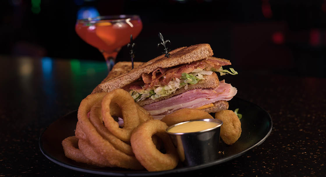 BLT Sandwich and Onion Rings at Lil' Wagner's Restaurant at Derby City Gaming in Louisville, KY