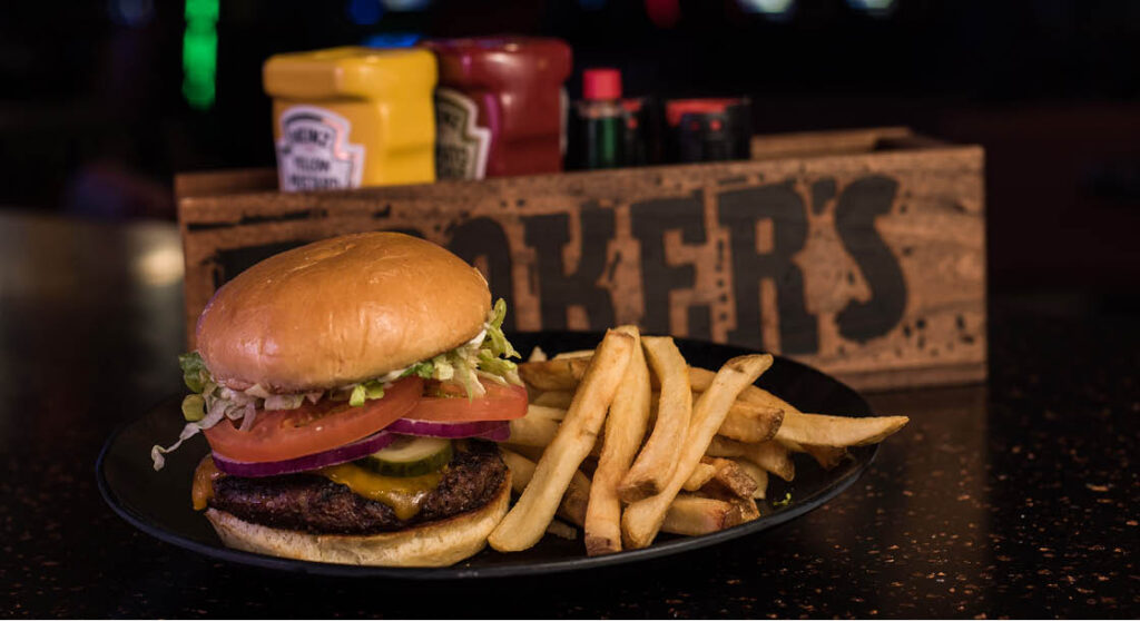 Burger and Fries at Lil Wagner's at Derby City Gaming in Louisville,KY