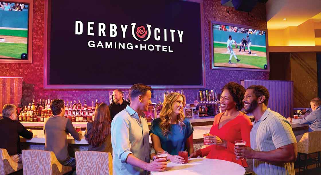 Group at Sports & Stage bar in Derby City Hotel