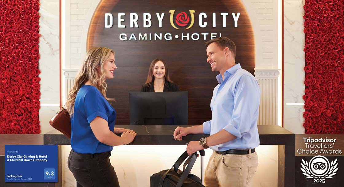 Hotel lobby in Derby City Gaming Hotel